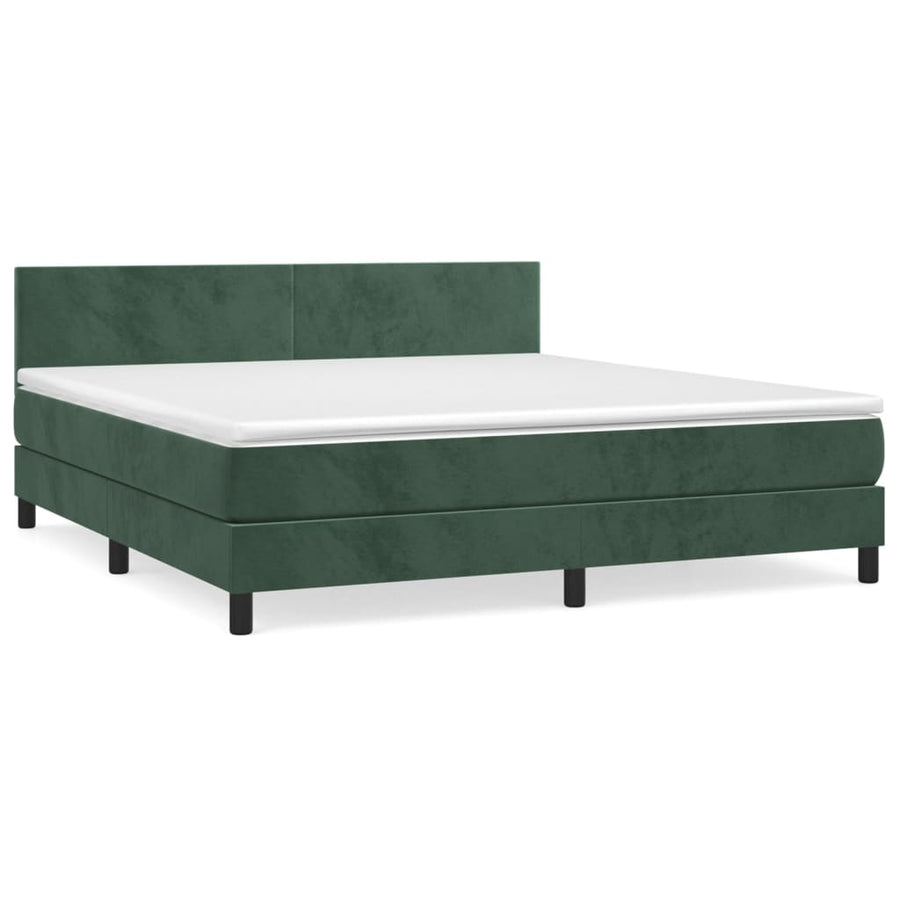 Boxspring met matras fluweel donkergroen 160x200 cm 160 x 200 cm Donkergroen