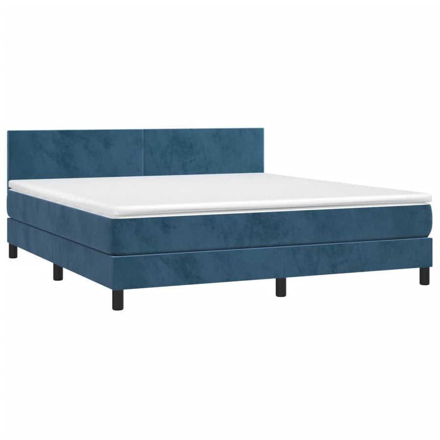 Boxspring met matras fluweel donkerblauw 160x200 cm 160 x 200 cm Donkerblauw