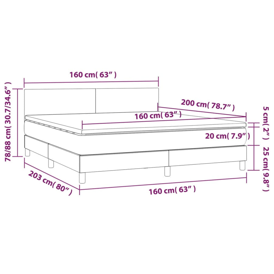 Boxspring met matras fluweel donkerblauw 160x200 cm 160 x 200 cm Donkerblauw