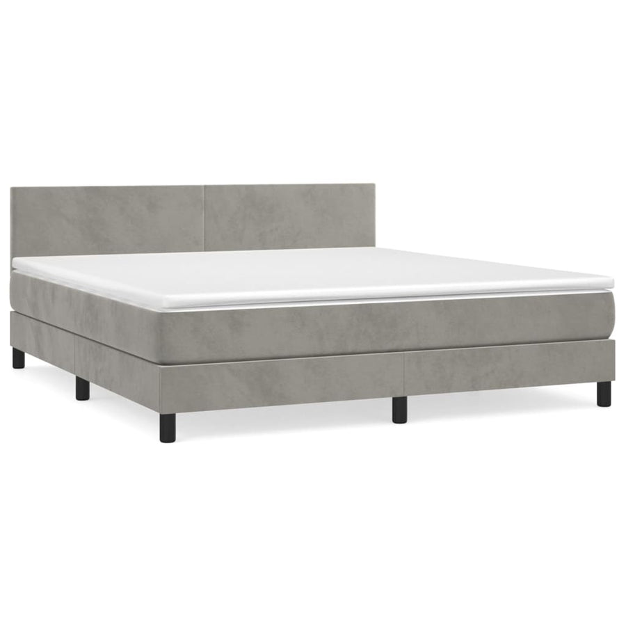 Boxspring Met Matras Fluweel Lichtgrijs 180 x 200 cm Effen ontwerp