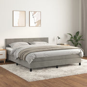 Boxspring met matras 180x200 cm lichtgrijs fluweel
