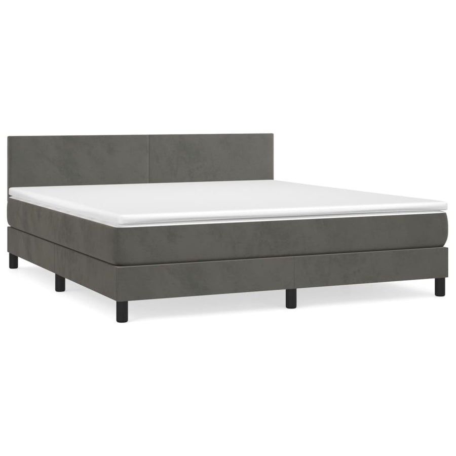 Boxspring Met Matras Fluweel Donkergrijs 180 x 200 cm Effen ontwerp