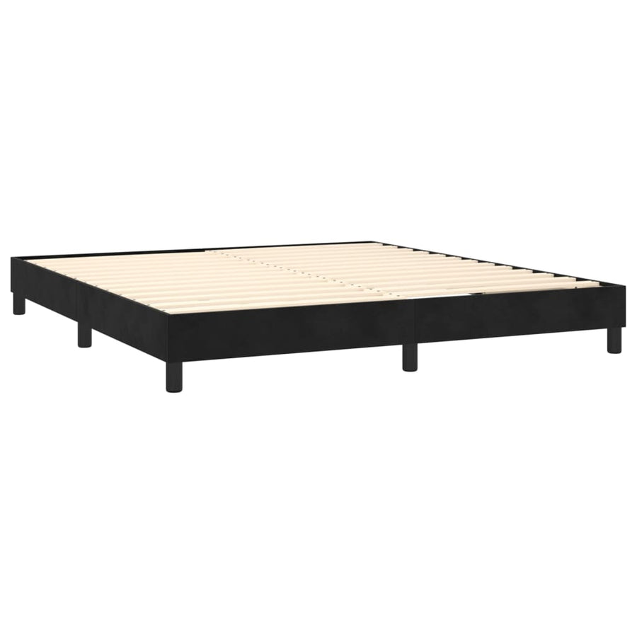 Boxspring met matras fluweel zwart 180x200 cm 180 x 200 cm Effen ontwerp