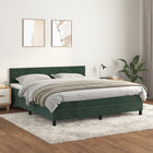 Boxspring Met Matras Fluweel Donkergroen 180X200 Cm 180 x 200 cm Effen ontwerp