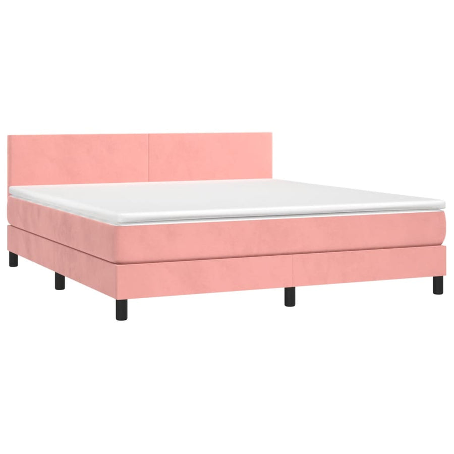 Boxspring Met Matras Fluweel Roze 180 x 200 cm Effen ontwerp