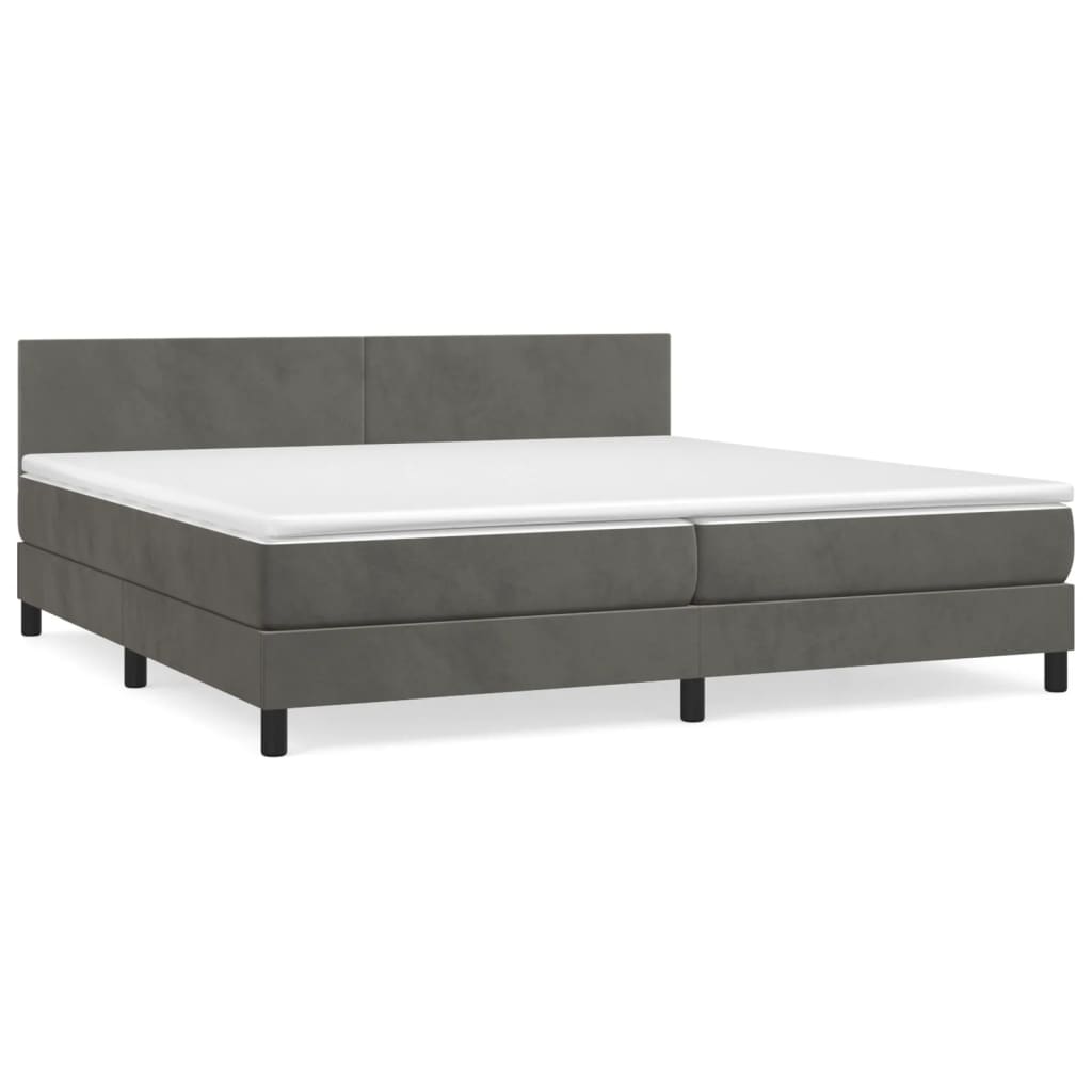 Boxspring Met Matras Fluweel Donkergrijs 200 x 200 cm Effen ontwerp
