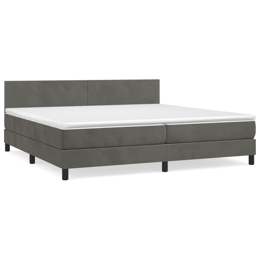 Boxspring Met Matras Fluweel Donkergrijs 200 x 200 cm Effen ontwerp