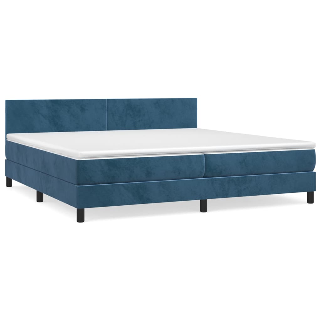 Boxspring met matras fluweel donkerblauw 200x200 cm 200 x 200 cm Donkerblauw