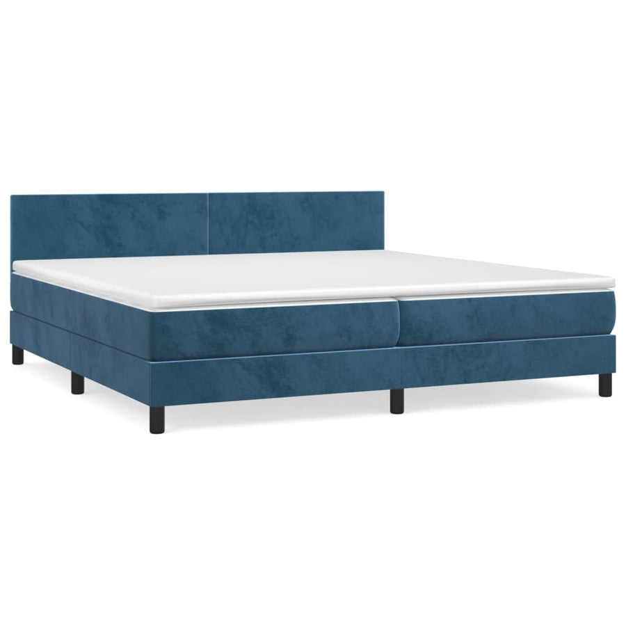 Boxspring met matras fluweel donkerblauw 200x200 cm 200 x 200 cm Donkerblauw