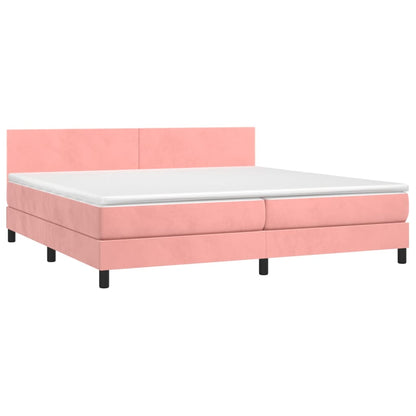 Boxspring met matras fluweel roze 200x200 cm 200 x 200 cm Effen ontwerp