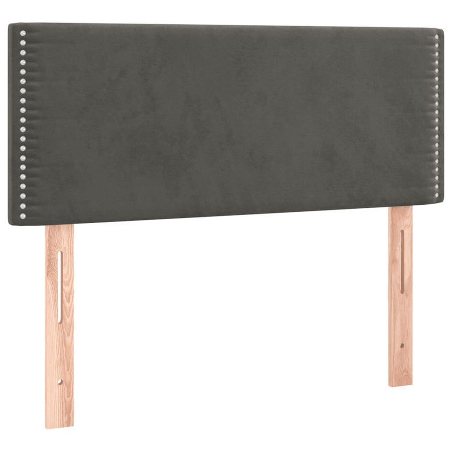 Boxspring Met Matras Fluweel Donkergrijs 90 x 190 cm Effen met spijkers