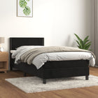 Boxspring met matras fluweel zwart 90x190 cm 90 x 190 cm Effen met spijkers