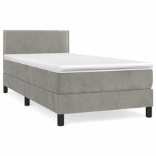 Boxspring Met Matras Fluweel Lichtgrijs 100 x 200 cm Effen met spijkers