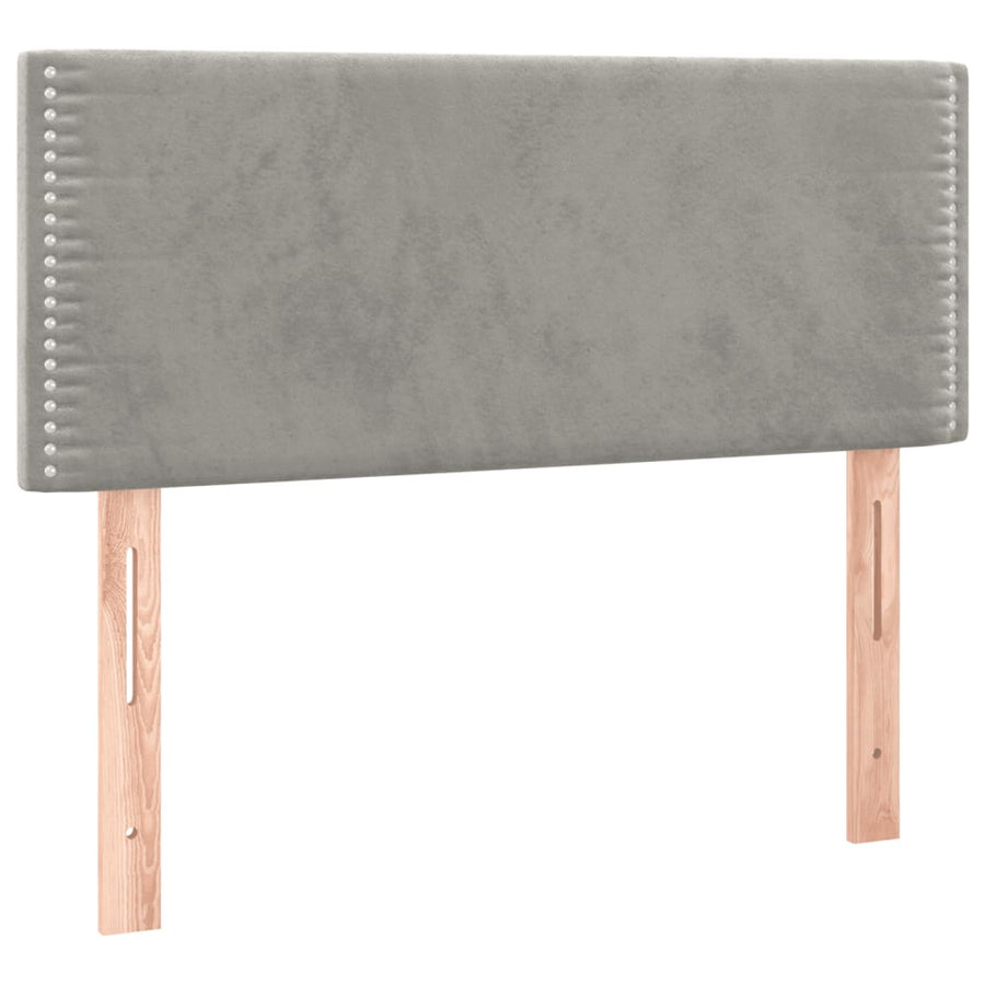 Boxspring Met Matras Fluweel Lichtgrijs 100 x 200 cm Effen met spijkers