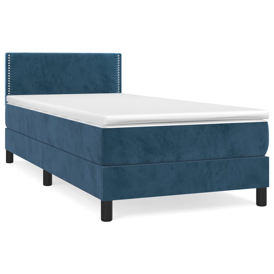 Boxspring met matras fluweel donkerblauw 100x200 cm 100 x 200 cm Donkerblauw