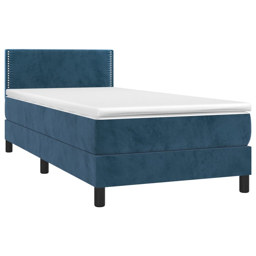 Boxspring met matras fluweel donkerblauw 100x200 cm 100 x 200 cm Donkerblauw