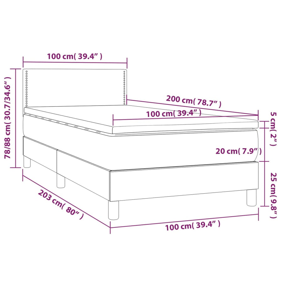 Boxspring met matras fluweel donkerblauw 100x200 cm 100 x 200 cm Donkerblauw