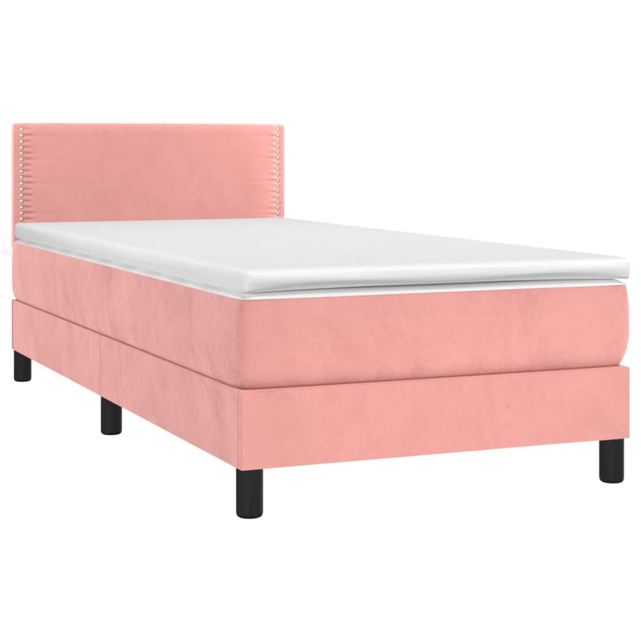 Boxspring met matras fluweel roze 100x200 cm 100 x 200 cm Roze