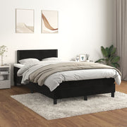 Velvet Black Box Spring Bed with Mattress 120x200 cm