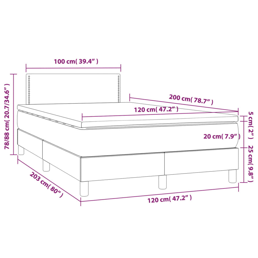 Boxspring met matras fluweel roze 120x200 cm 120 x 200 cm Roze