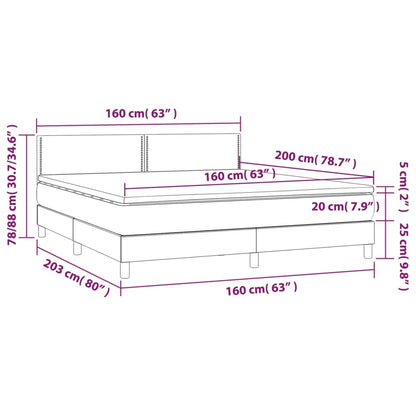 Boxspring Met Matras Fluweel Donkergrijs 160 x 200 cm Effen met spijkers