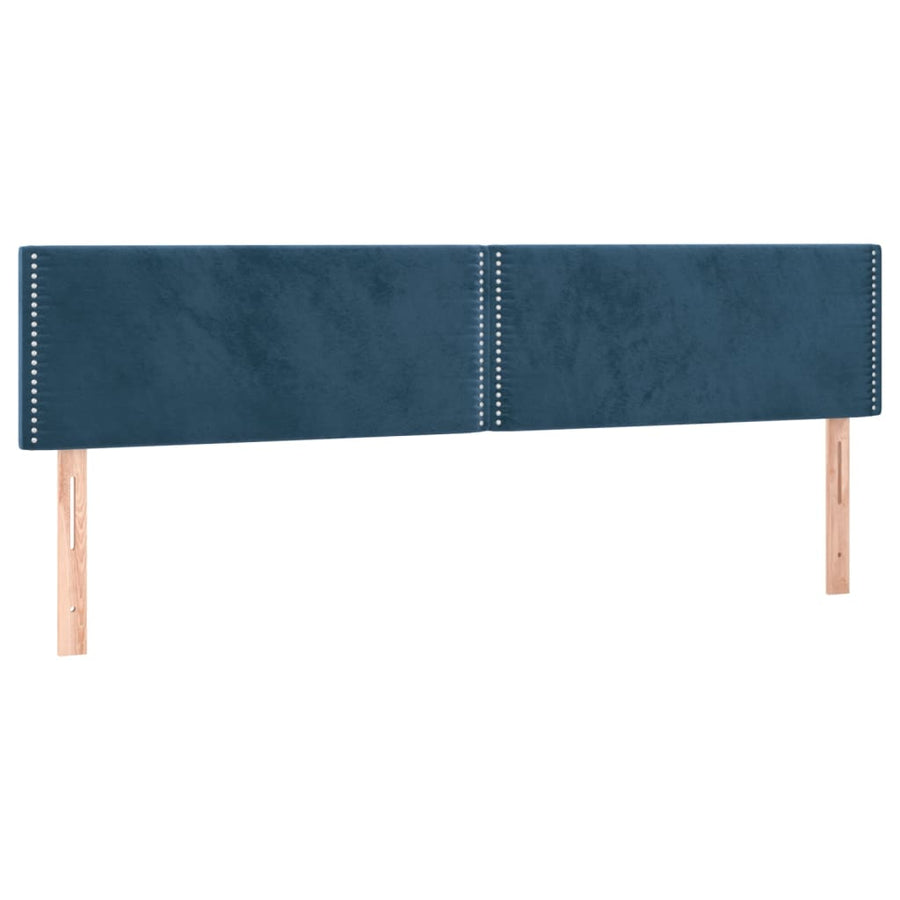 Boxspring met matras fluweel donkerblauw 160x200 cm 160 x 200 cm Effen met spijkers