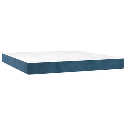 Boxspring met matras fluweel donkerblauw 180x200 cm 180 x 200 cm Effen met spijkers