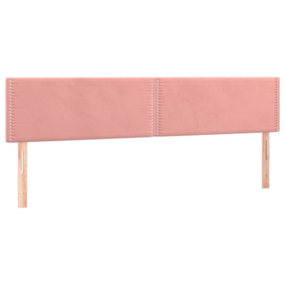 Boxspring met matras fluweel roze 180x200 cm 180 x 200 cm Effen met spijkers
