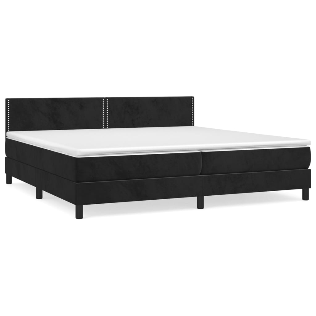 Boxspring met matras fluweel zwart 200x200 cm 200 x 200 cm Zwart