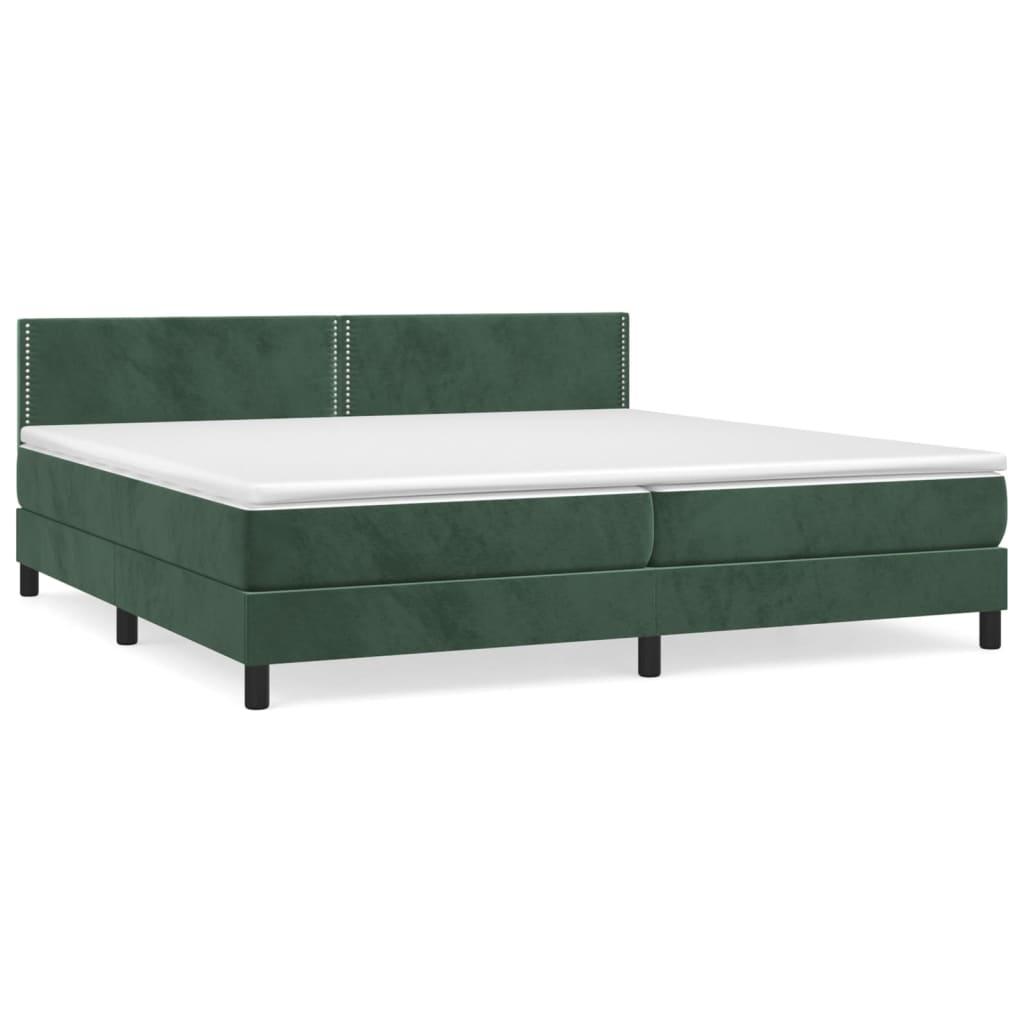 Boxspring met matras fluweel donkergroen 200x200 cm 200 x 200 cm Donkergroen