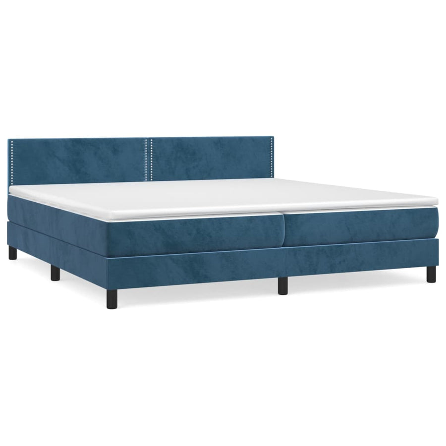 Boxspring met matras fluweel donkerblauw 200x200 cm 200 x 200 cm Donkerblauw
