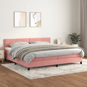 Boxspring met matras 200x200 cm fluweel roze