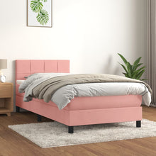 Boxspring Met Matras Fluweel Roze 80 x 200 cm Blok met vierkanten