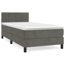 Boxspring Met Matras Fluweel Donkergrijs 90 x 190 cm Blok met vierkanten