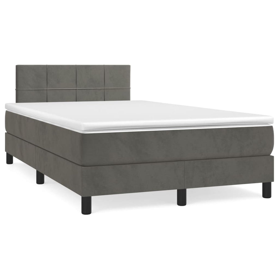 Boxspring Met Matras Fluweel Donkergrijs 120 x 200 cm Blok met vierkanten