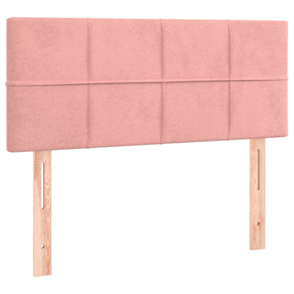 Boxspring Met Matras Fluweel Roze 120 x 200 cm Blok met vierkanten