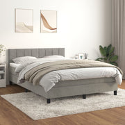 Boxspring met matras 140x190 cm lichtgrijs