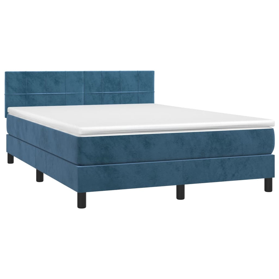 Boxspring met matras fluweel donkerblauw 140x190 cm 140 x 190 cm Donkerblauw