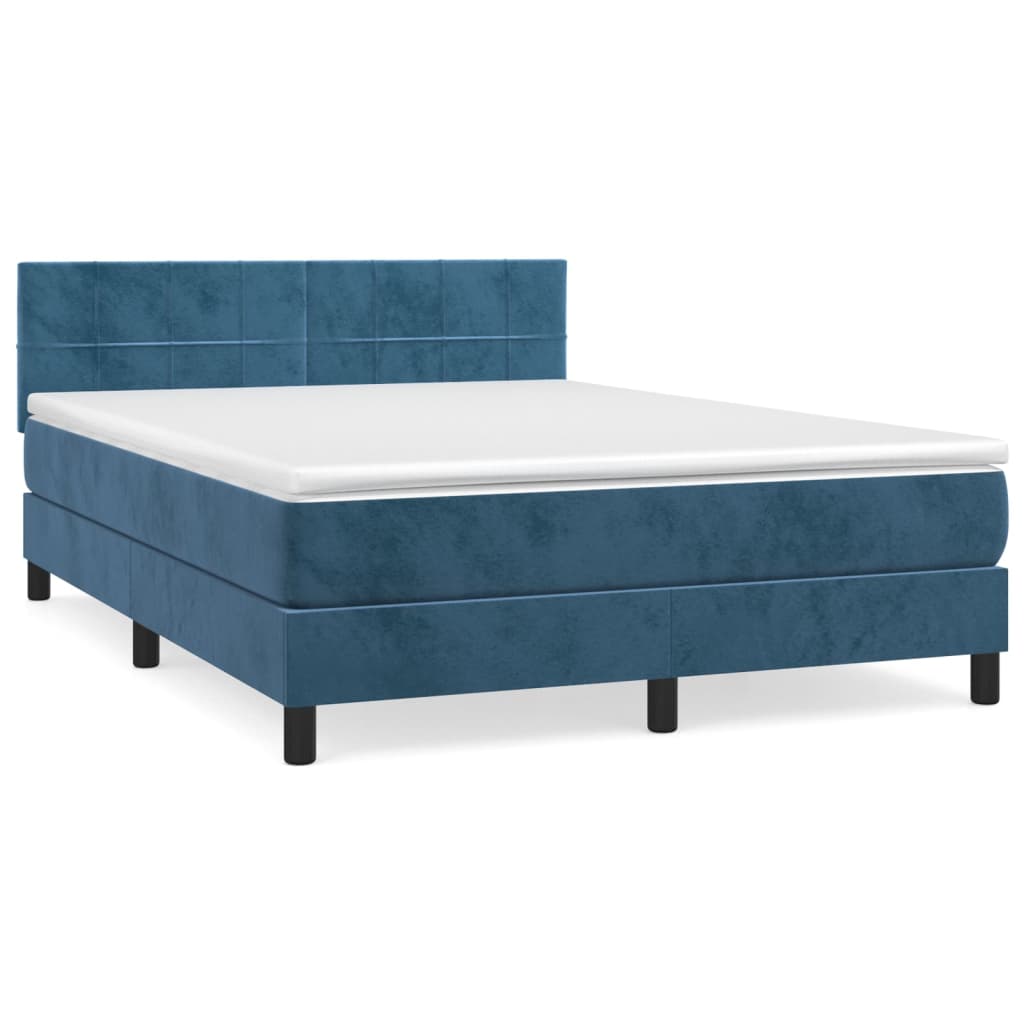 Boxspring met matras fluweel donkerblauw 140x200 cm 140 x 200 cm Donkerblauw
