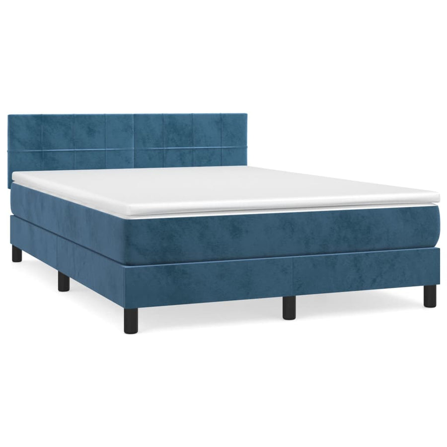 Boxspring met matras fluweel donkerblauw 140x200 cm 140 x 200 cm Donkerblauw