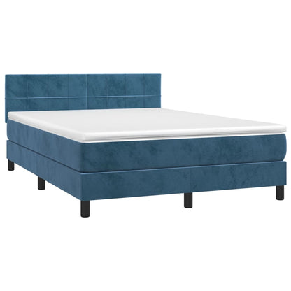 Boxspring met matras fluweel donkerblauw 140x200 cm 140 x 200 cm Donkerblauw
