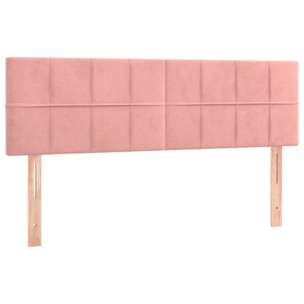 Boxspring met matras fluweel roze 140x200 cm 140 x 200 cm Blok met vierkanten