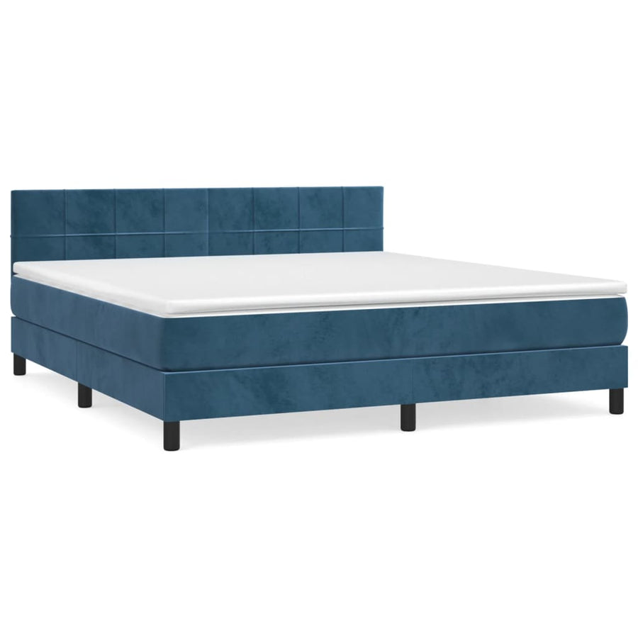 Boxspring met matras fluweel donkerblauw 160x200 cm 160 x 200 cm Donkerblauw