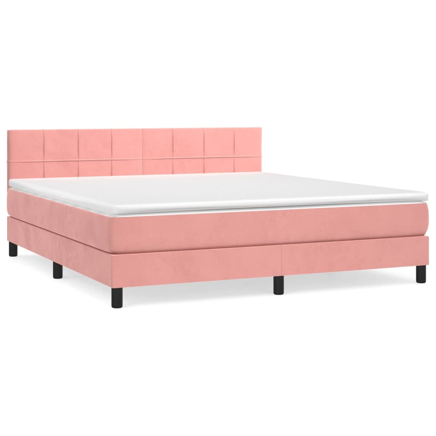 Boxspring met matras fluweel roze 160x200 cm 160 x 200 cm Roze