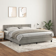 Boxspring met matras 180x200 cm lichtgrijs fluweel