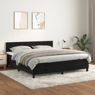 Boxspring met matras fluweel zwart 180x200 cm 180 x 200 cm Blok met vierkanten