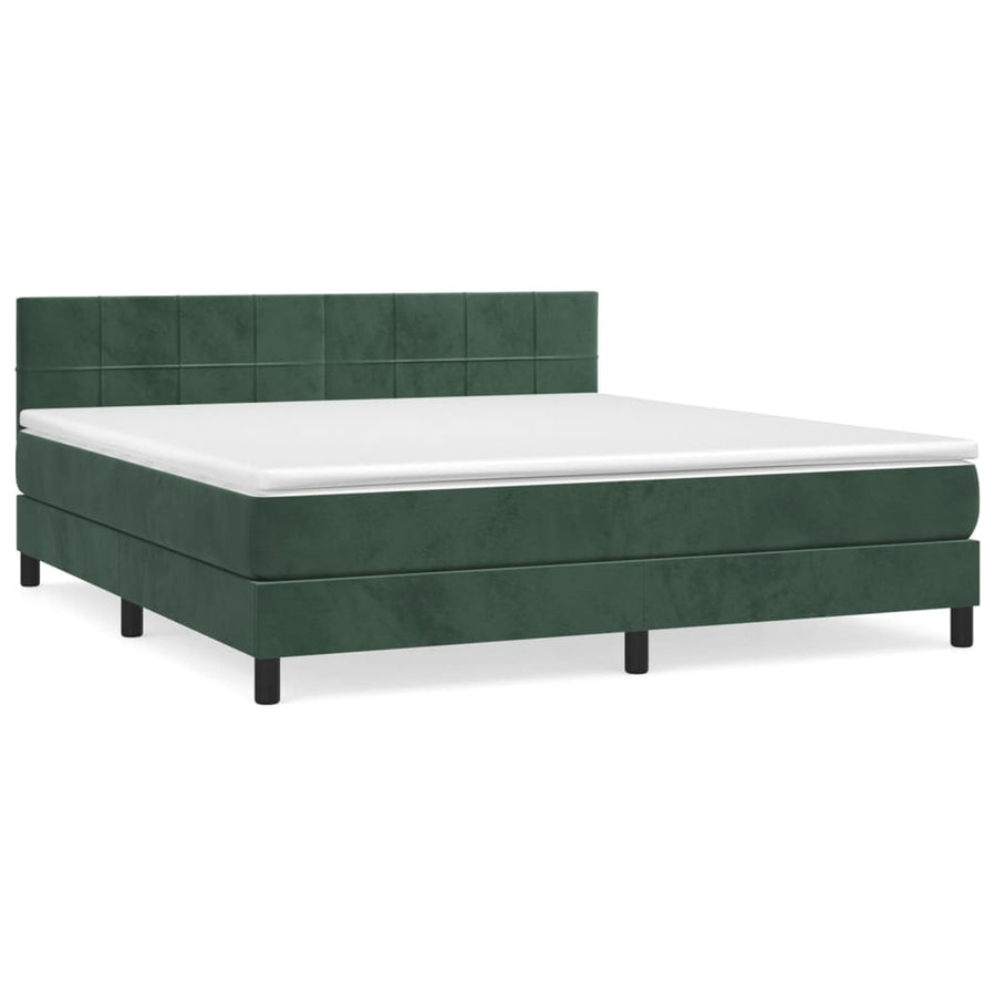 Boxspring met matras fluweel donkergroen 180x200 cm 180 x 200 cm Donkergroen
