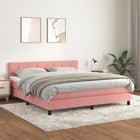 Boxspring met matras fluweel roze 180x200 cm 180 x 200 cm Roze