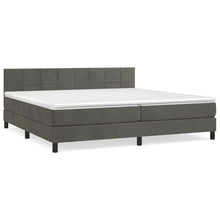 Boxspring Met Matras Fluweel Donkergrijs 200 x 200 cm Blok met vierkanten