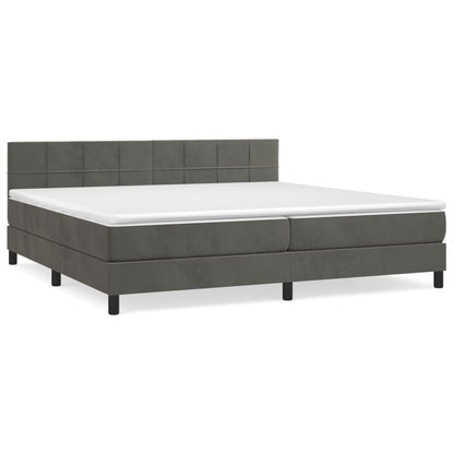 Boxspring Met Matras Fluweel Donkergrijs 200 x 200 cm Blok met vierkanten